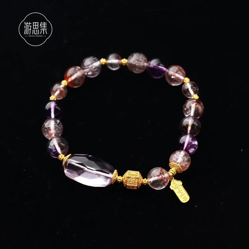 游思集【落山海手串】天然水晶+18k金高级简约时尚手工气质设计女