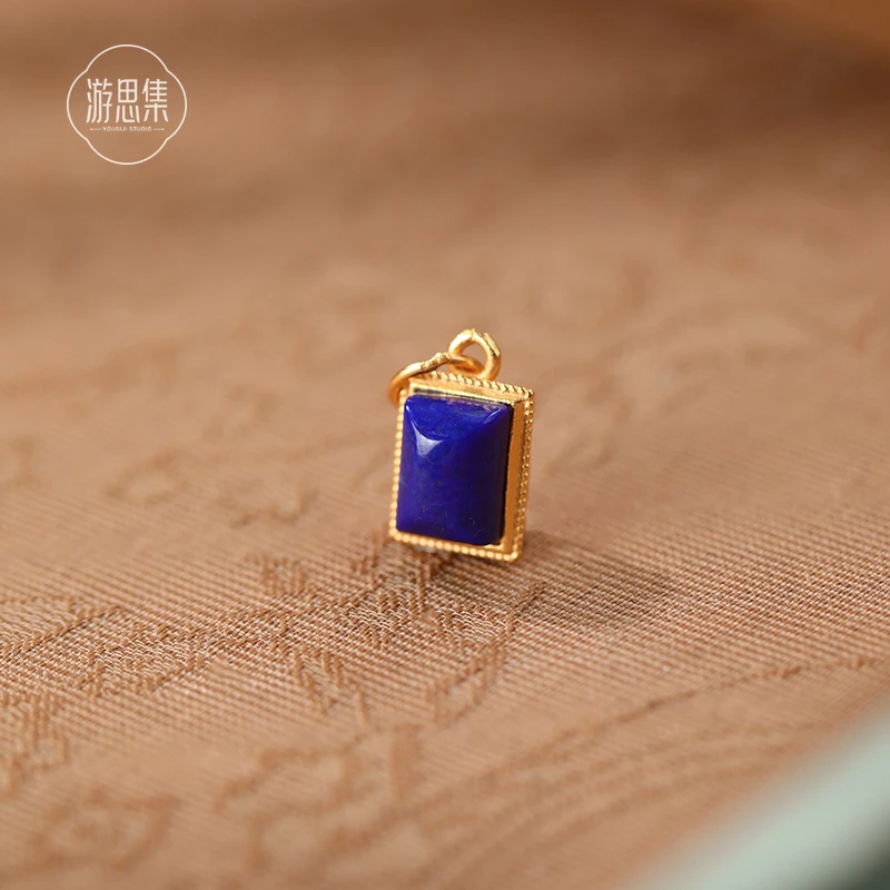 游思集【原舍吊坠】天然青金石时尚复古轻奢蓝色克莱因莱吊坠