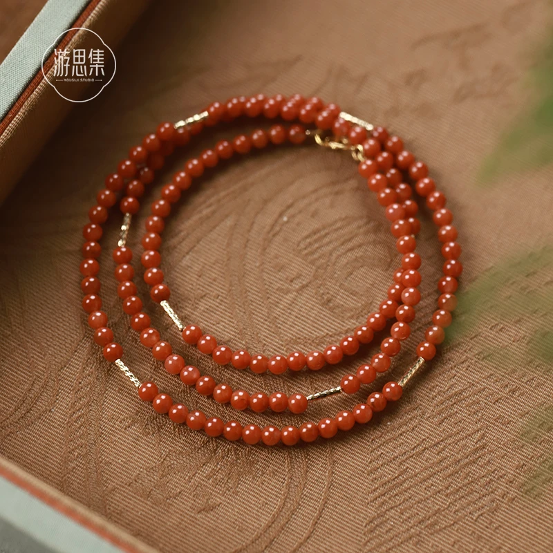 游思集【吉语项链】南红玛瑙18k金镶嵌高级轻奢时尚简约气质设计女