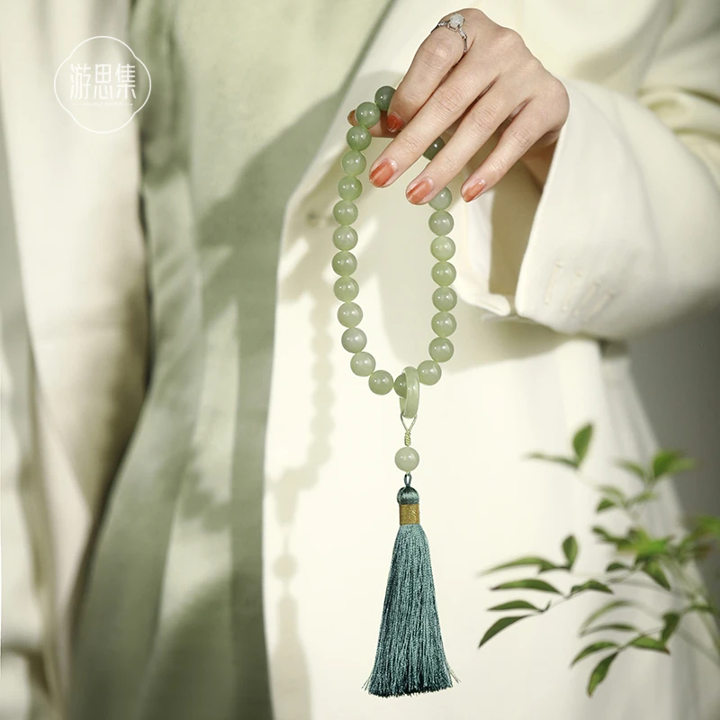 游思集【静心手持】天然和田玉把件新中式国风精致小众配旗袍手饰女