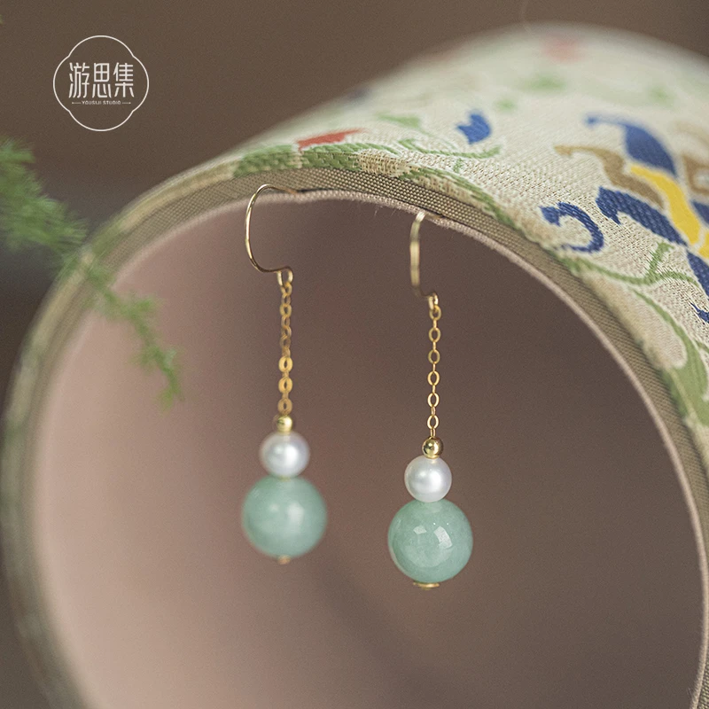 游思集【生欢耳环】天然翡翠高级感手工工艺百搭单品女款耳环