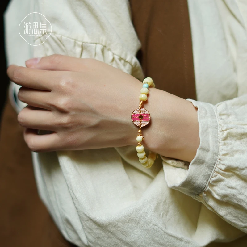 游思集【着迷手串】天然蜜蜡手工时尚百搭女士珠宝国风复古