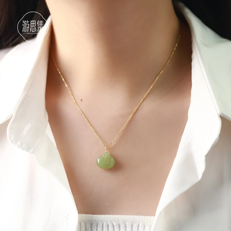 游思集【浮空吊坠】18k金和田玉吊坠高级大气佛公平安喜乐油润细糯