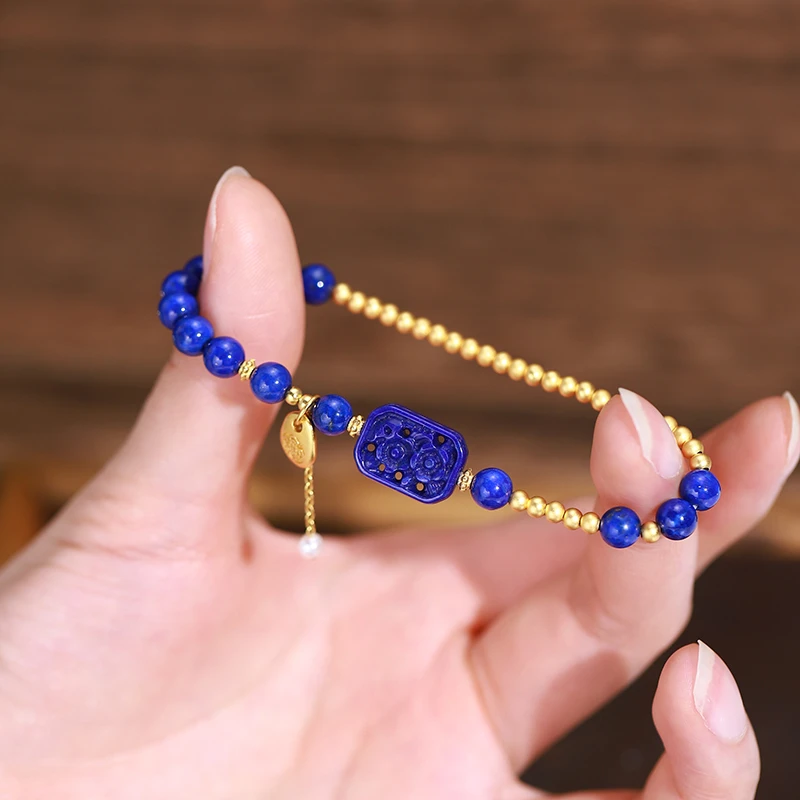 游思集【春岚手串】天然青金石气质蓝色百搭编织单圈