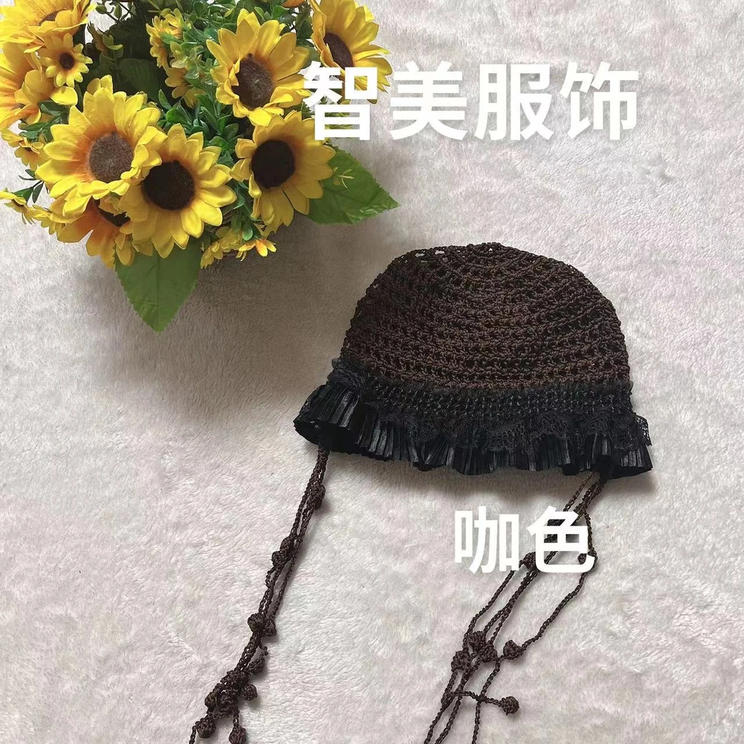 夏季冰丝网纱边镂空时尚百搭女士韩版包头帽