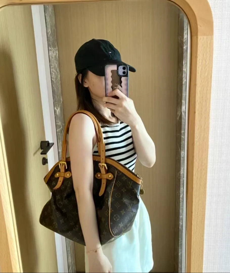 95新 LouisVuitton/路易威登 老花大号饺子单肩手提包（全原）