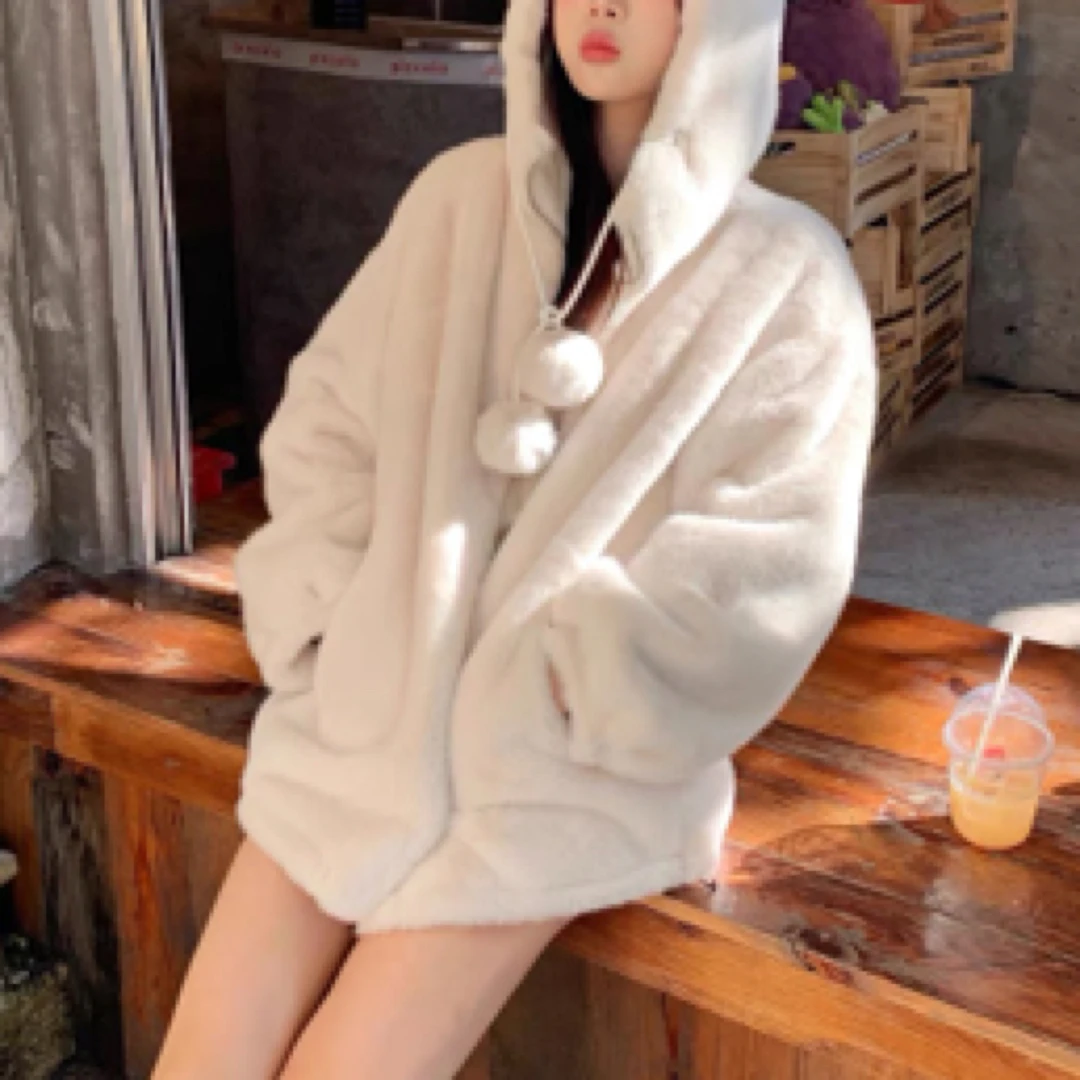 【仟媛】6626#毛茸茸新款加绒加厚外套