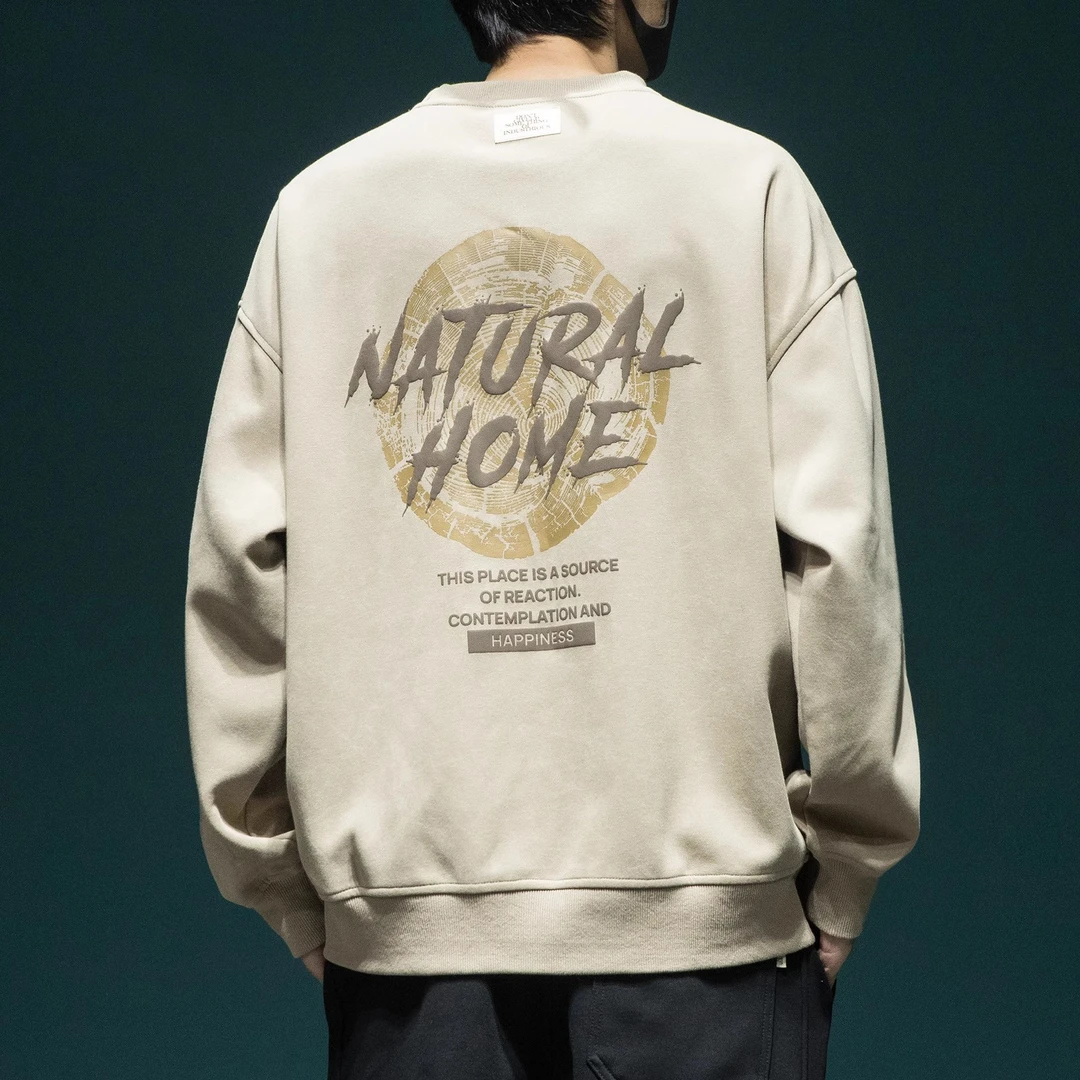 Cebrodz美式潮流圆领卫衣男士秋季新款字母印花宽松百搭休闲上衣