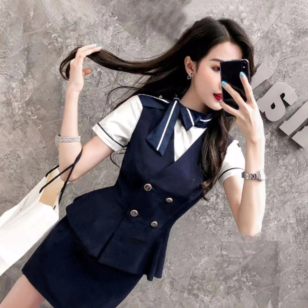 职业装工作服女时尚气质干练工装韩版面试套装短袖套裙夏2025新款