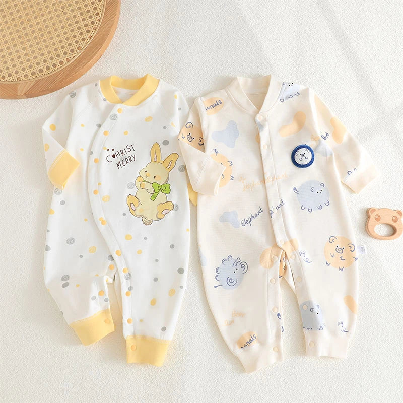 A类卡通风新生儿长袖爬服秋季宝宝保暖睡衣婴儿秋冬纯棉春秋儿童