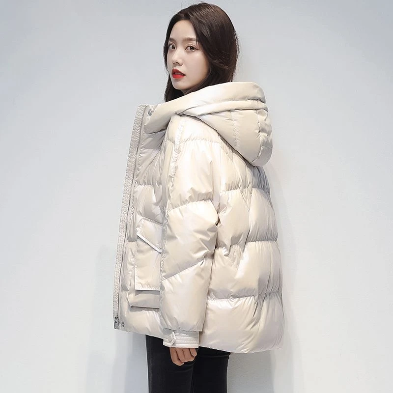 鸭鸭短款羽绒服女2023新款爆款冬季亮面时尚洋气小个子女大码百搭