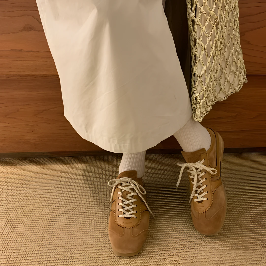 H126新款小眾绿色真皮复古德训休闲时尚内增高银色潮流阿甘鞋女