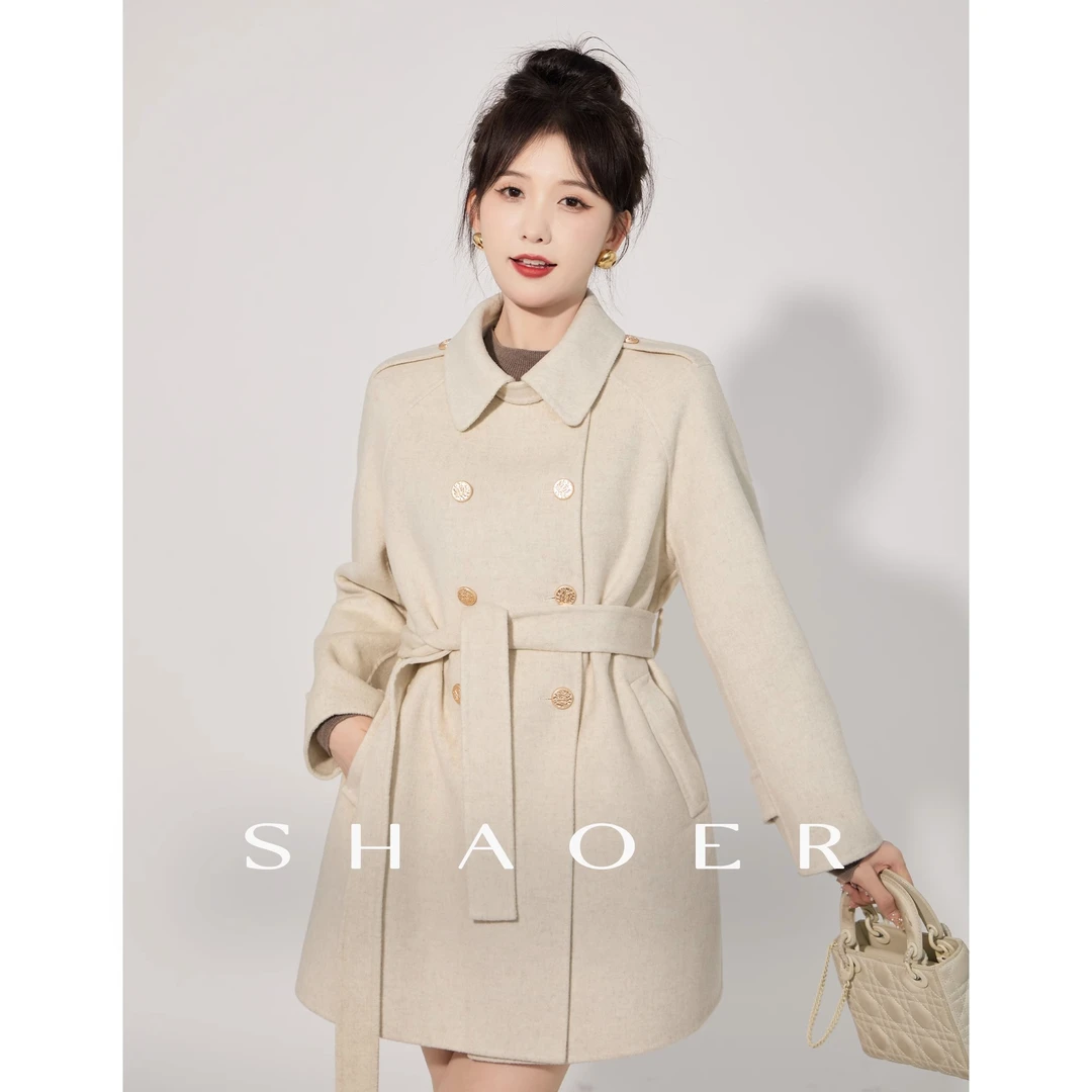 SHAOE清仓专场【苍山暮雪】双面女冬季中长款大衣S2023081101