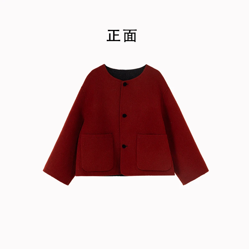 DX.DAXI【凡尔赛冰川】毛呢外套女秋冬气质优雅羊毛两面穿短外套