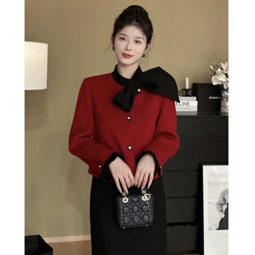 SHAOE清仓专场【如愿】双面装女秋冬上衣半裙两件套S2023102107