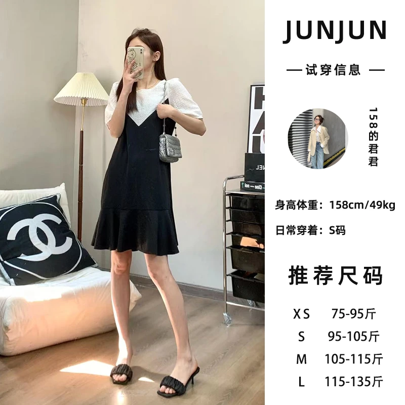 凯哥福利【 连衣裙】连衣裙百搭黑白撞色裙子J2023031302