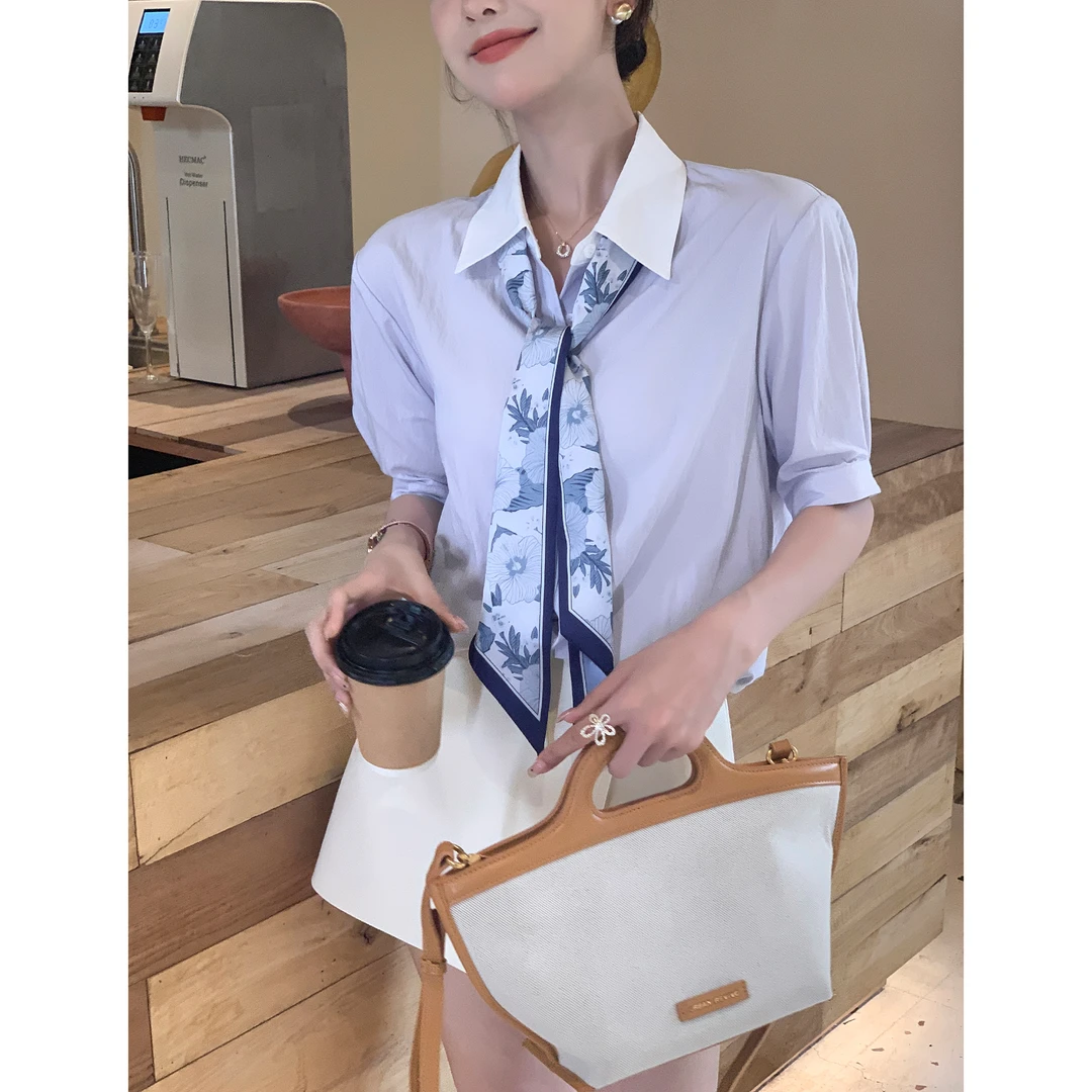 SHAOE清仓专场【明信片】  衬衫女春夏新款修身休闲设计感短袖