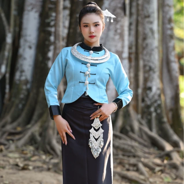 传统复古傣装形细丁傣弄傣泐德宏傣阮服饰结婚庆典礼仪演出舞台