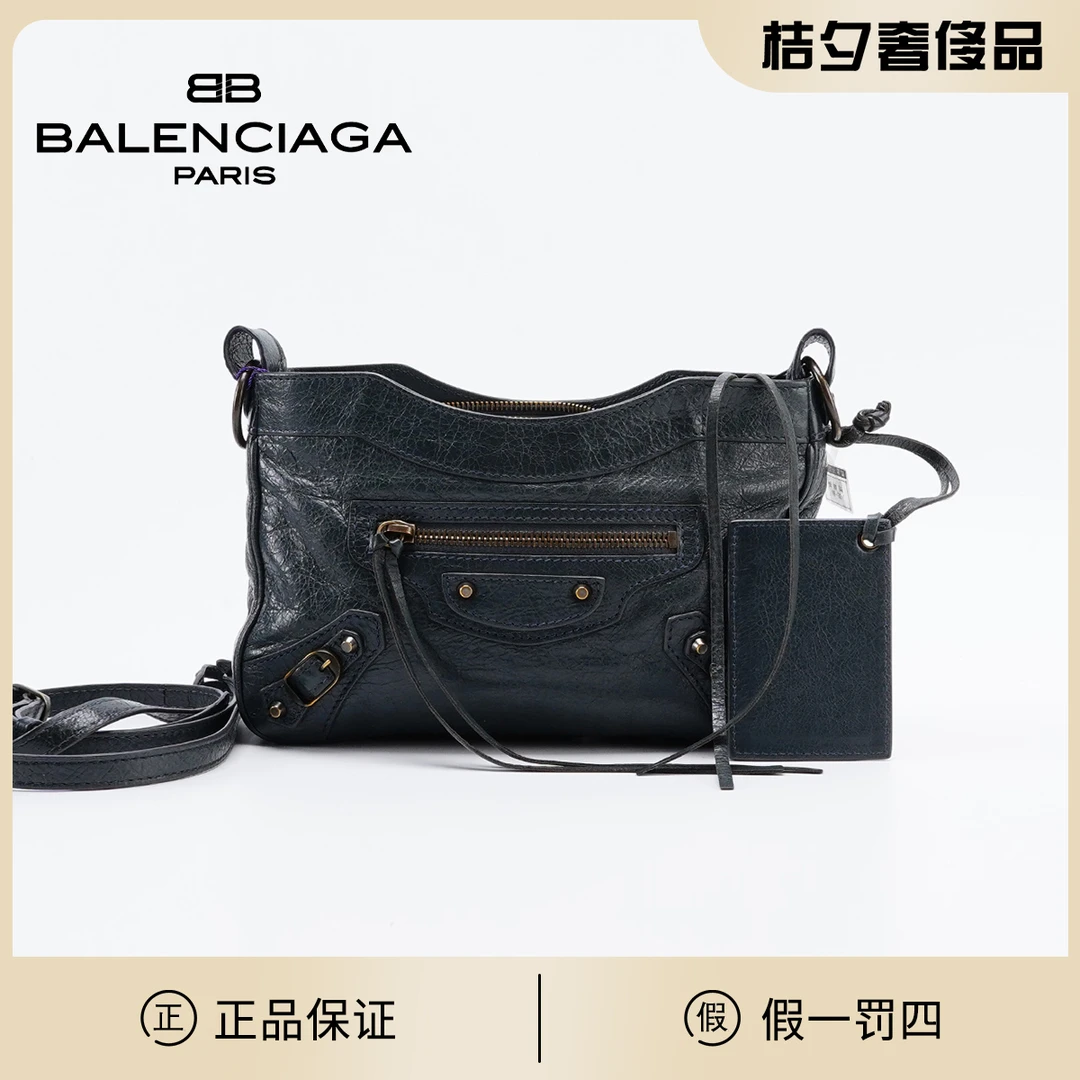 95新 Balenciaga/巴黎世家   机车单肩斜挎包锡器灰/ BG22015095