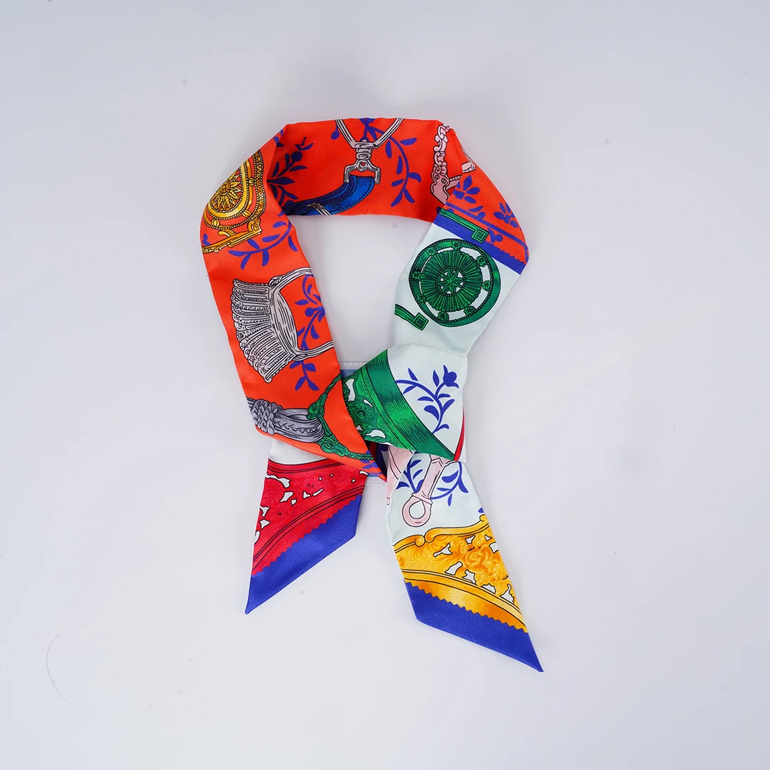 全新未使用 Hermes/爱马仕 【桔夕静文】小丝巾/BG22016426