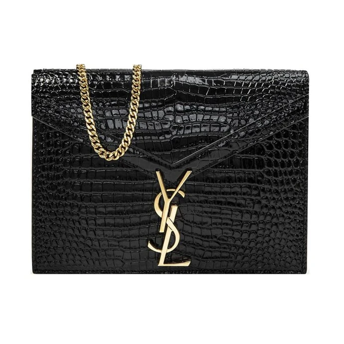 99新 YSL/圣罗兰 cassandra链条包鳄鱼纹亮面/BG22013004/98新