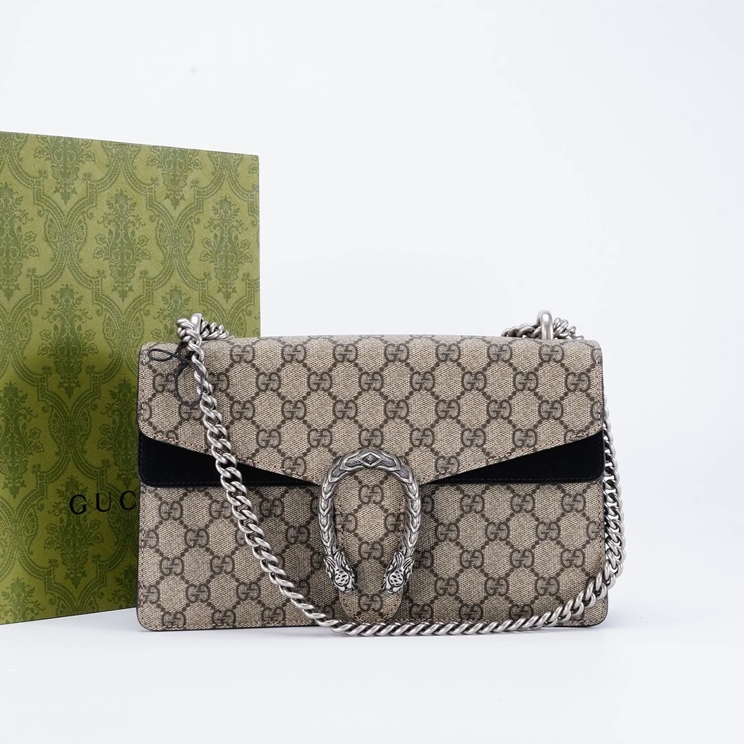 99新 GUCCI/古驰 【一号一口价】98新/酒神中号老花包黑色