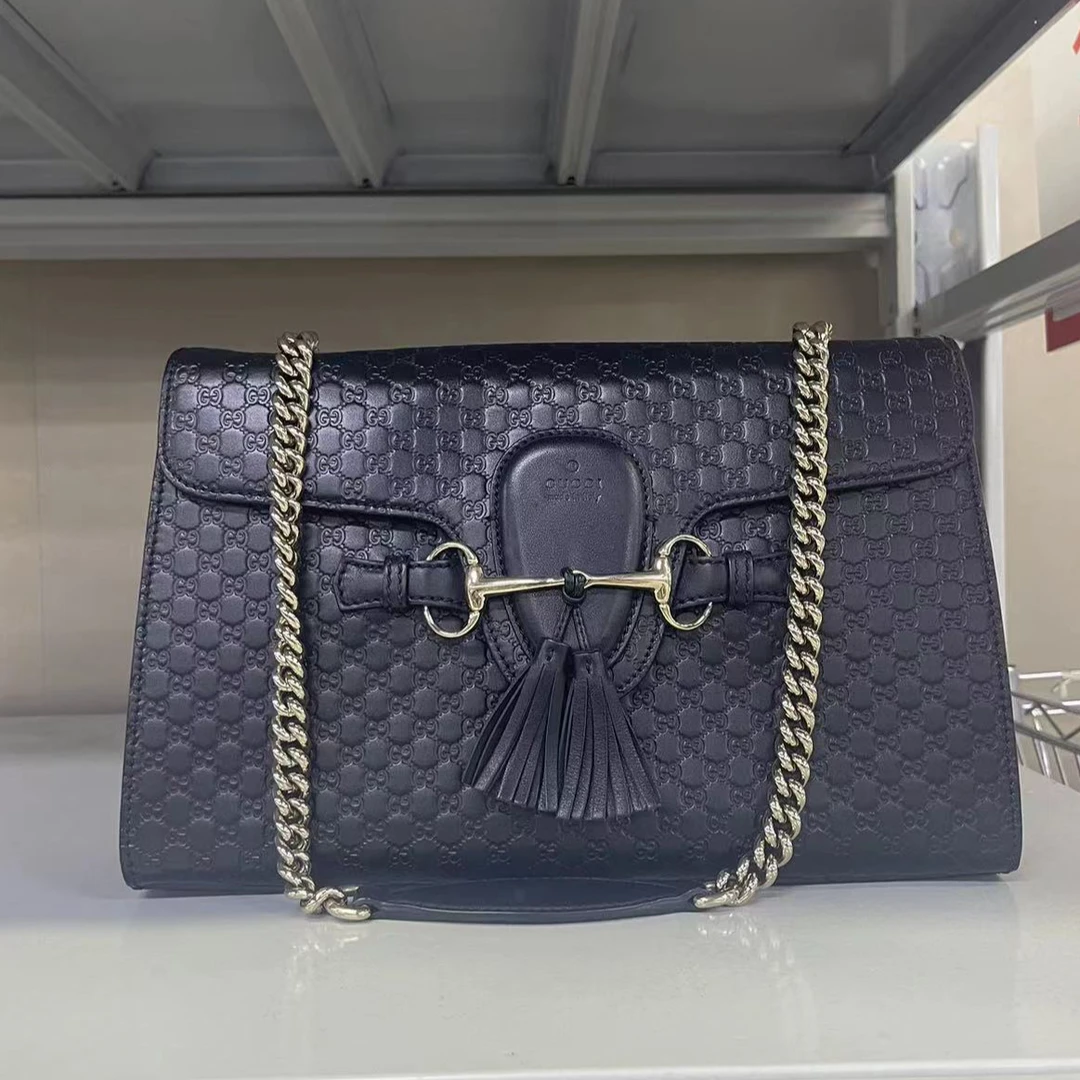 95新 GUCCI/古驰 emily中号黑色包/TS020761