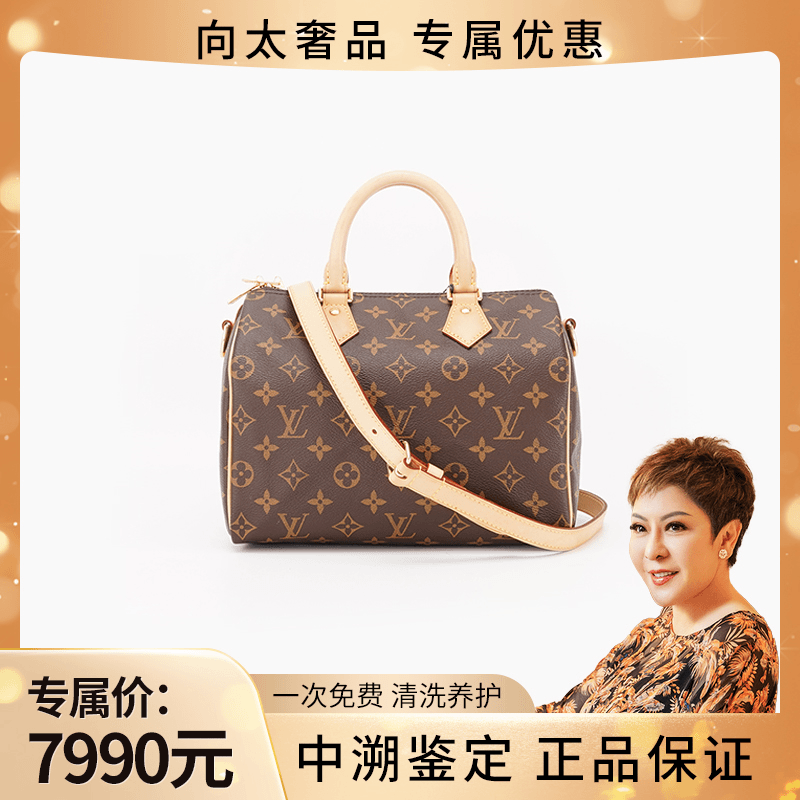 95新 LouisVuitton/路易威登 speedy25老花包肩带款/BG22000786