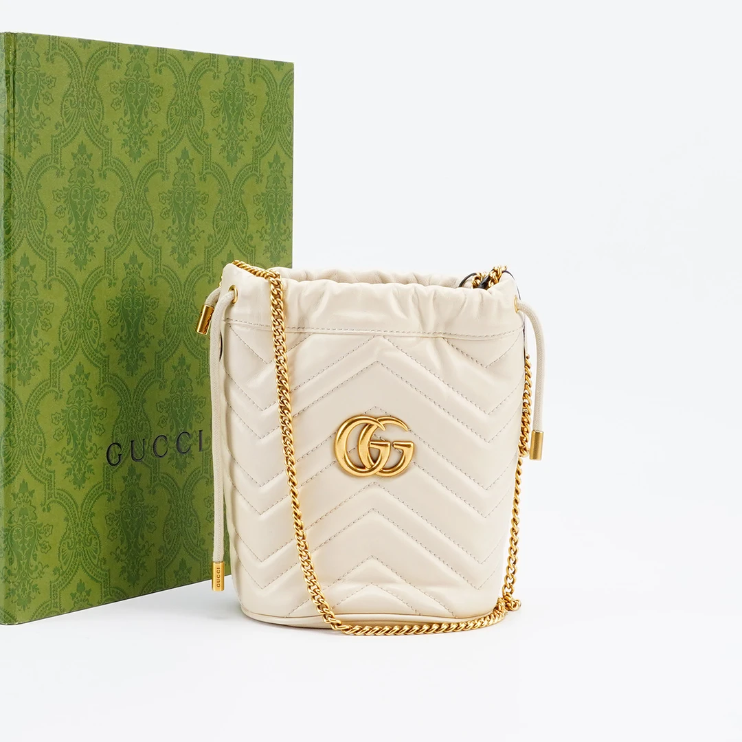 95新 GUCCI/古驰 Gucci 马蒙水桶nano白色/BG22011475