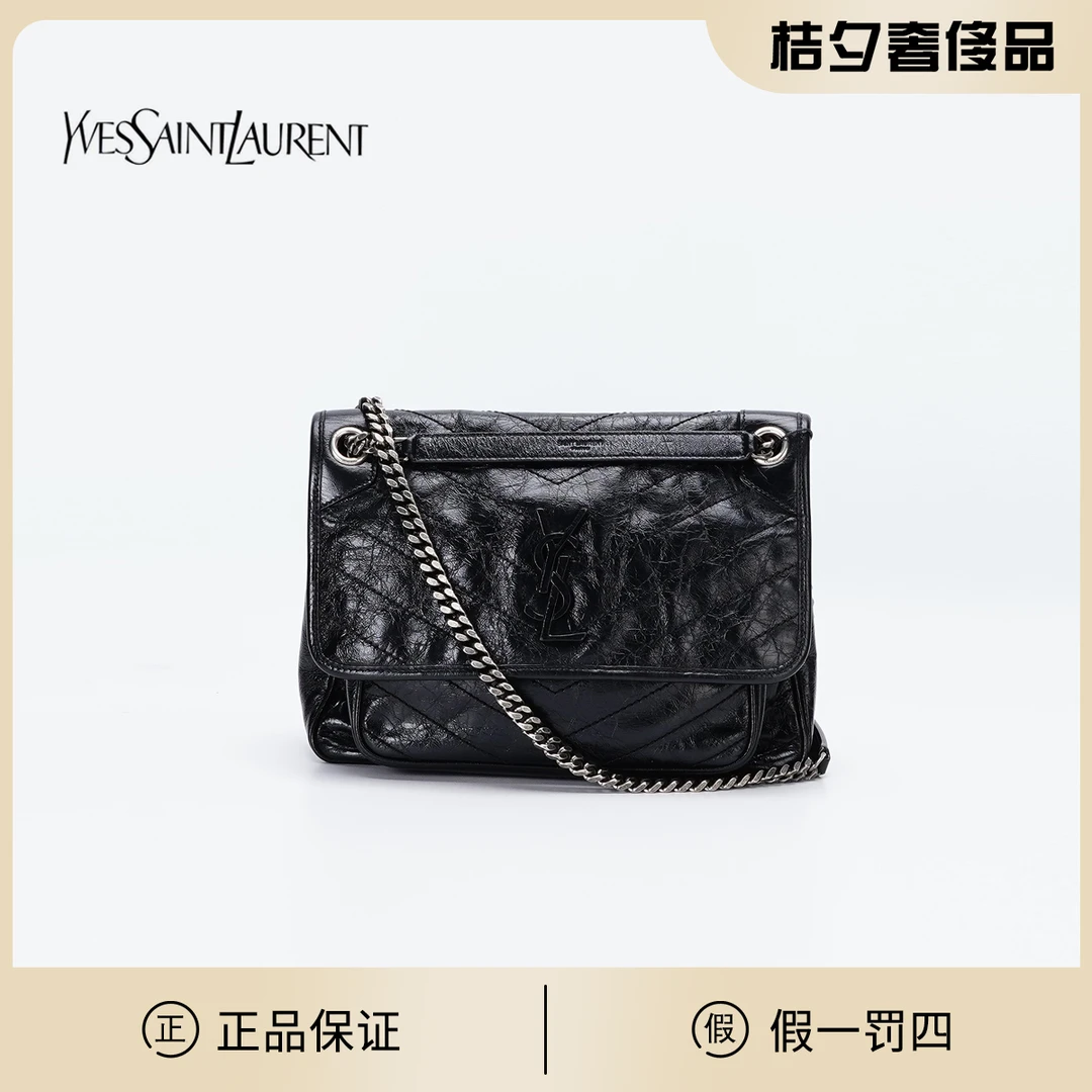 95新 YSL/圣罗兰 niki包中号D扣油蜡皮/BG23006802