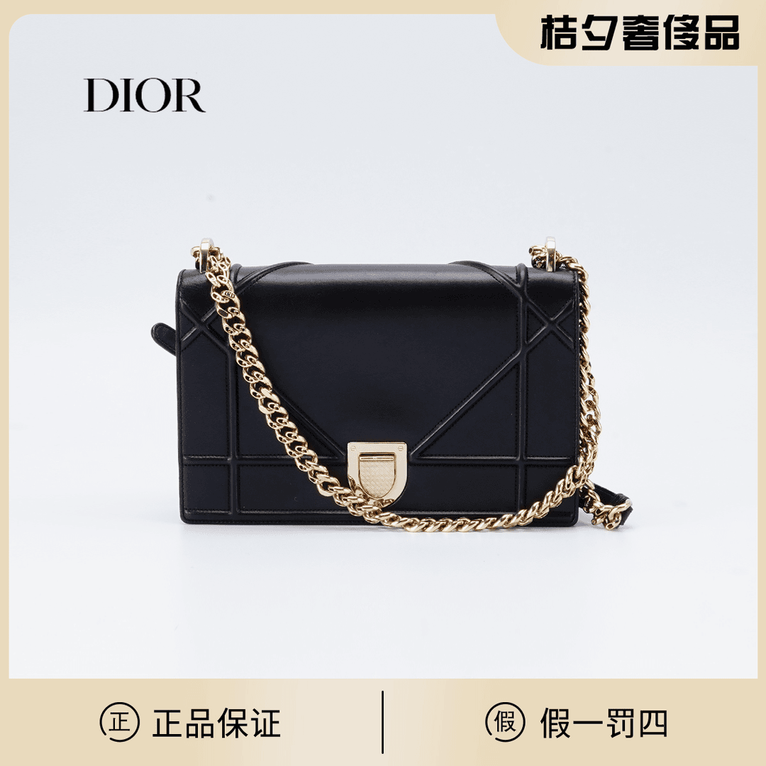 95新 Dior/迪奥 盾牌中号光面黑金/B17