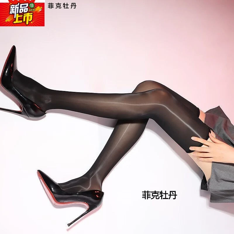 油亮无边长筒丝袜8D薄过膝高筒袜912针细腻丝滑性感纯欲大腿袜 灰