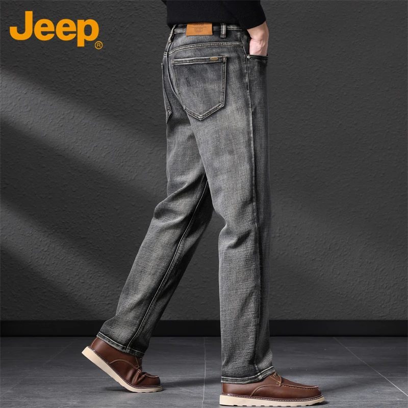 【永久下】韩版牛仔裤男士春秋休闲百搭青年直筒弹力宽松新款长裤子