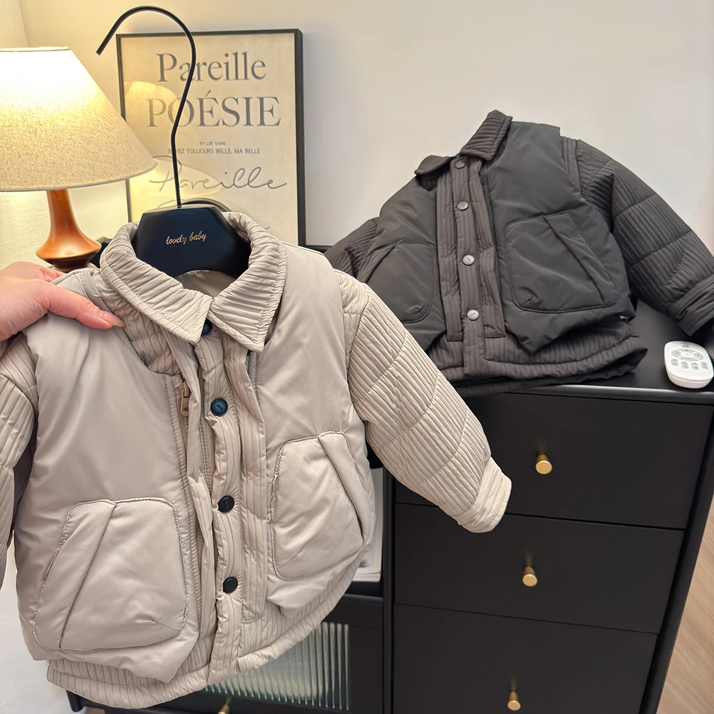 男宝冬款棉服马甲两件套儿童百搭防寒保暖上衣外套二合一冬季棉袄