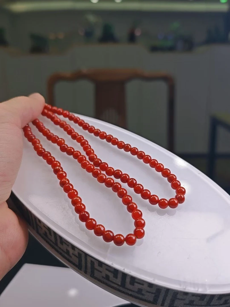 天然A货翡翠红翡珠链长串百搭时尚轻奢XLJML03110