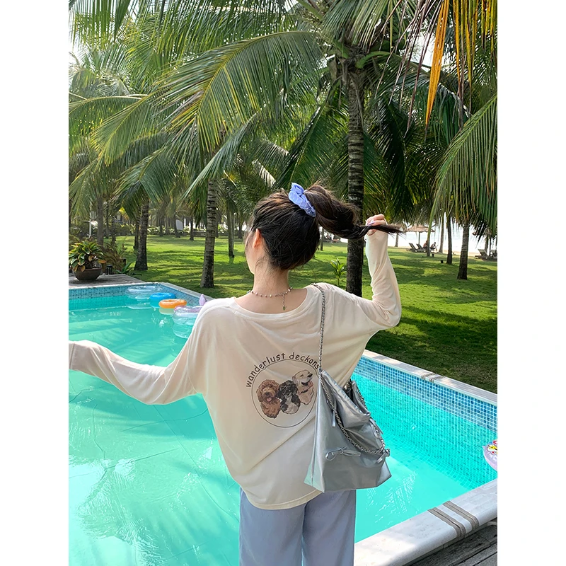 杨杨YANGRUOYU5/9【甜感氧气】印花t恤防晒透气长袖上衣