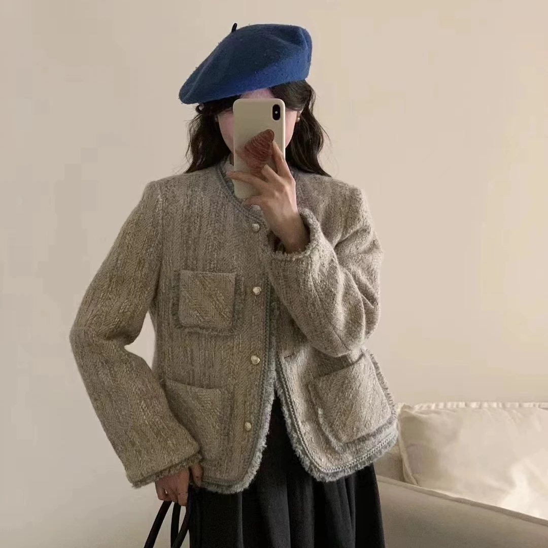 【大涛家—银河】90白鸭绒加厚保暖灰白色气质时尚百搭小香风外套