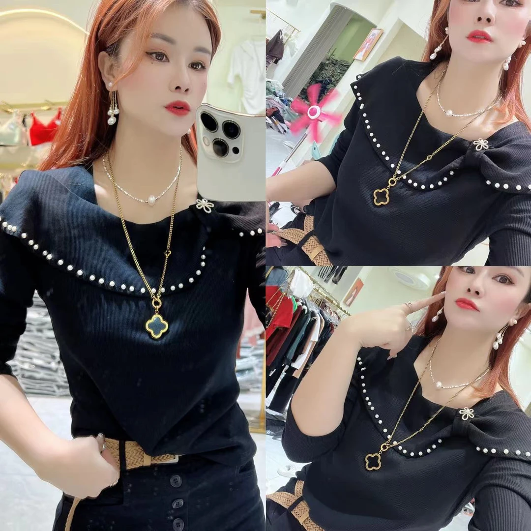 新款秋季娃娃领显瘦特色洋气上衣290