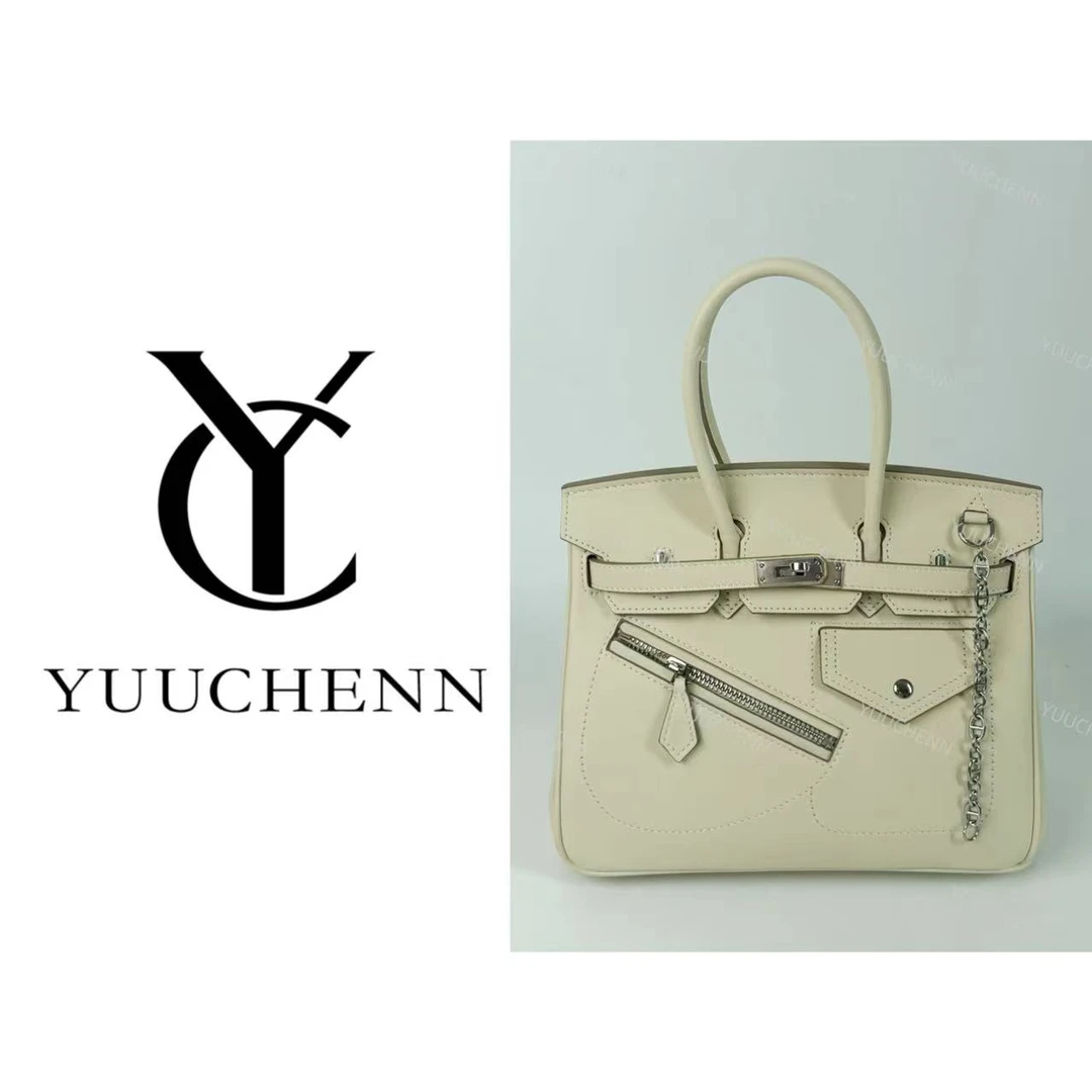 YUUCHENN"中古铂金"25cm原创设计高定真皮包 HH1530