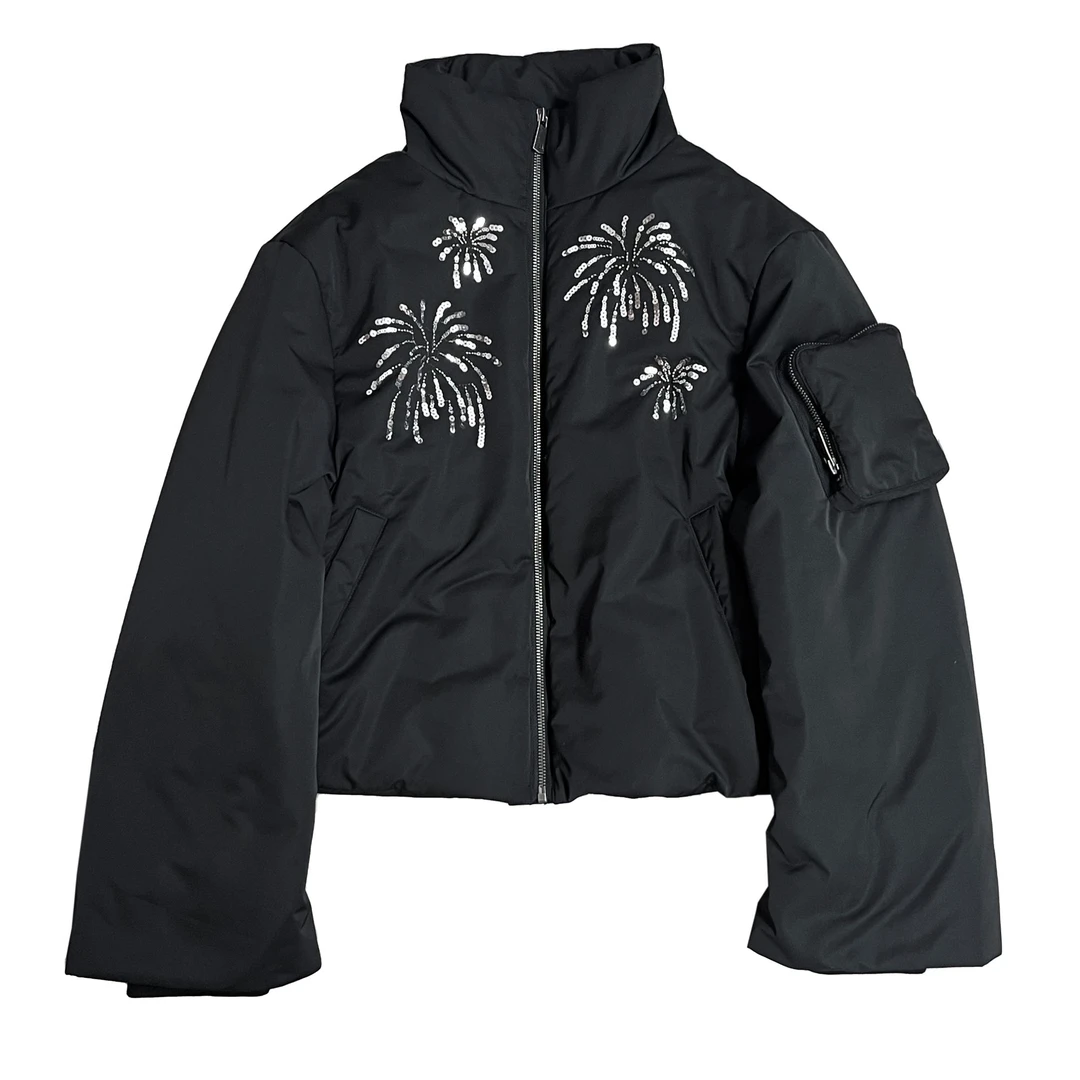 APRIORITY先验 烟花 3M新雪丽棉珠管绣花冬季棉夹克棉服