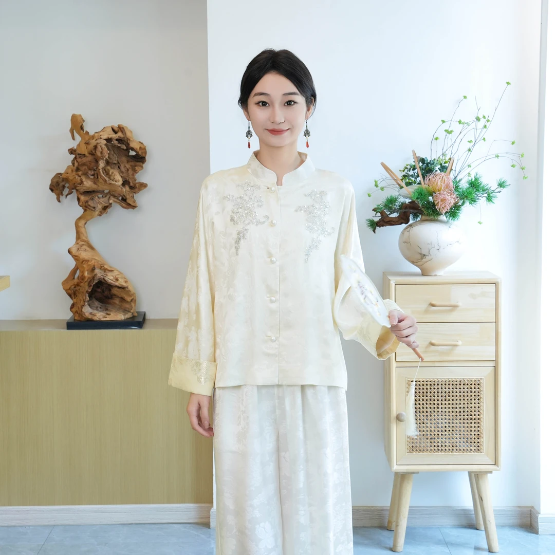 【醉星辰】100桑蚕丝国风长袖短外套新中式上衣· 24W0140