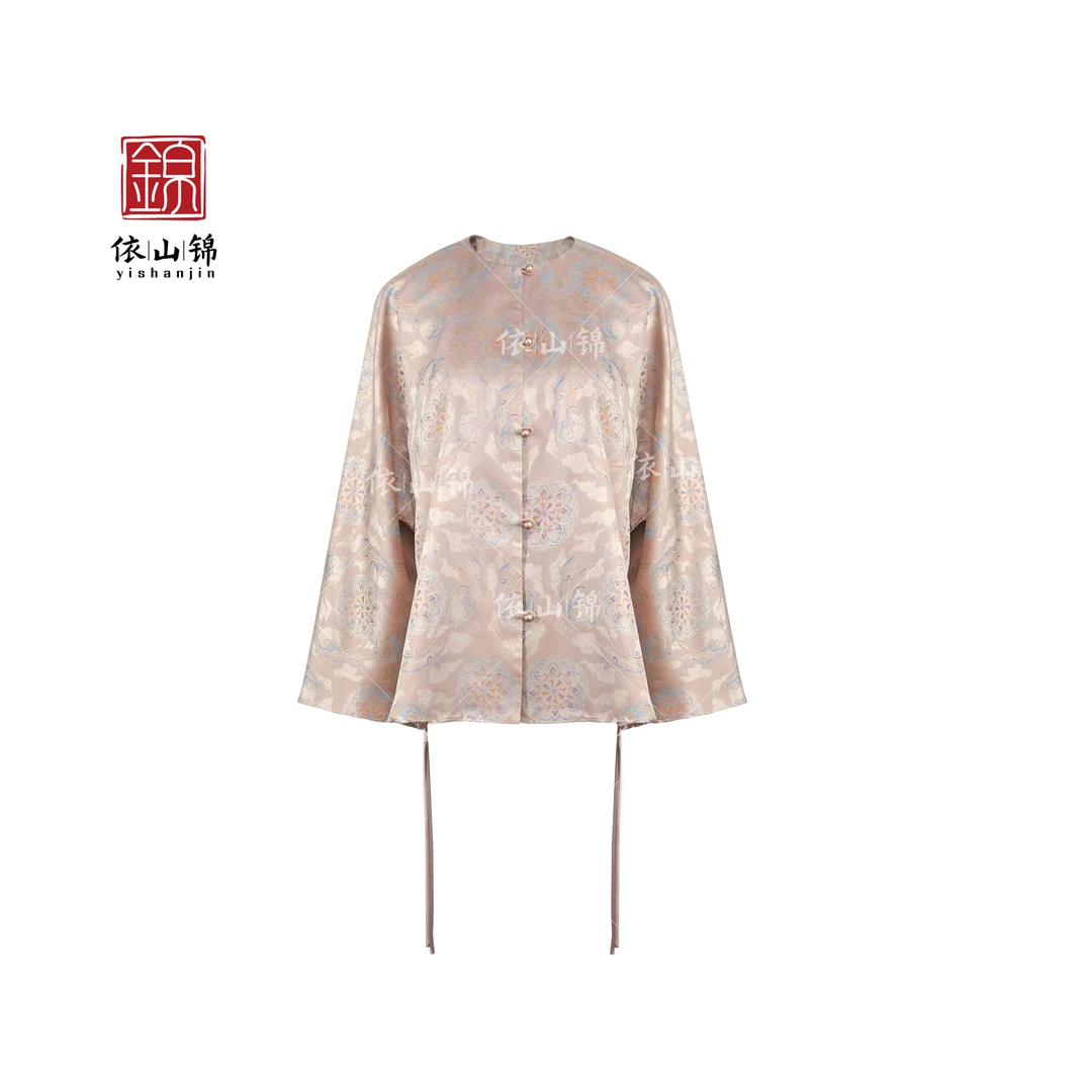 100桑蚕丝对襟中式国风长袖春季新中式 24W0227