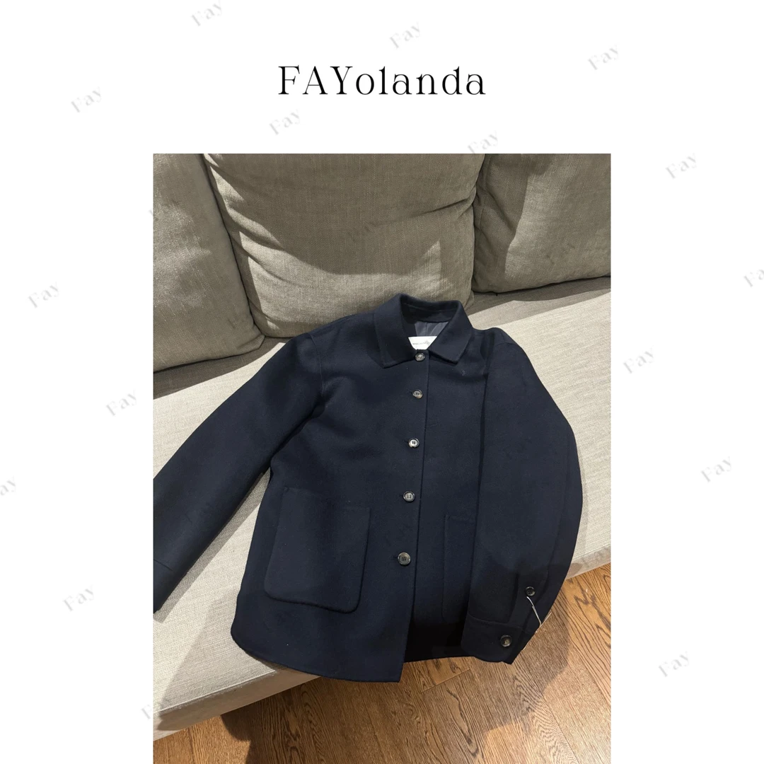 FAY  | 复古单排扣双面呢翻领大衣（2H1363）