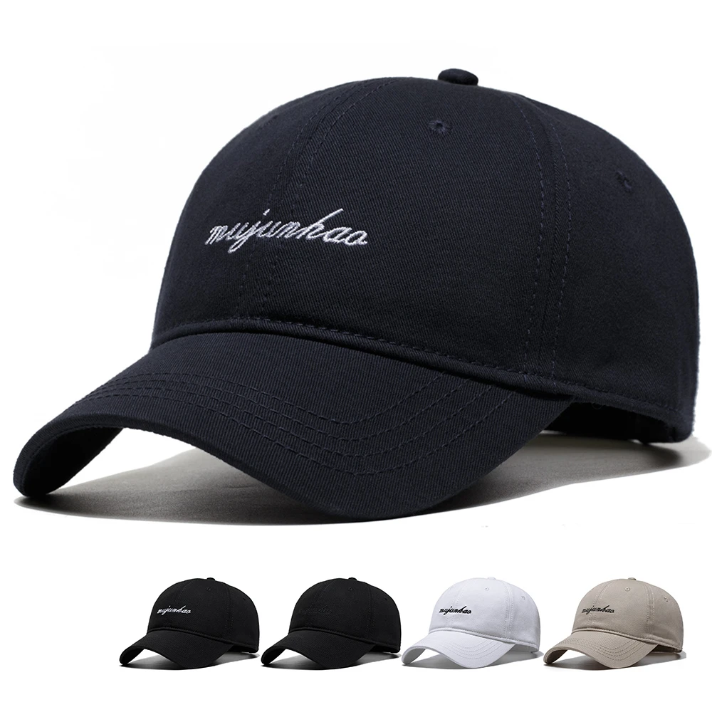 纯棉帽子鸭舌帽休闲时尚棒球帽夏季户外大头围大号软顶男春夏黑色