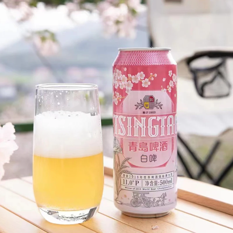 【青岛啤酒】白啤500ml*12听樱花版