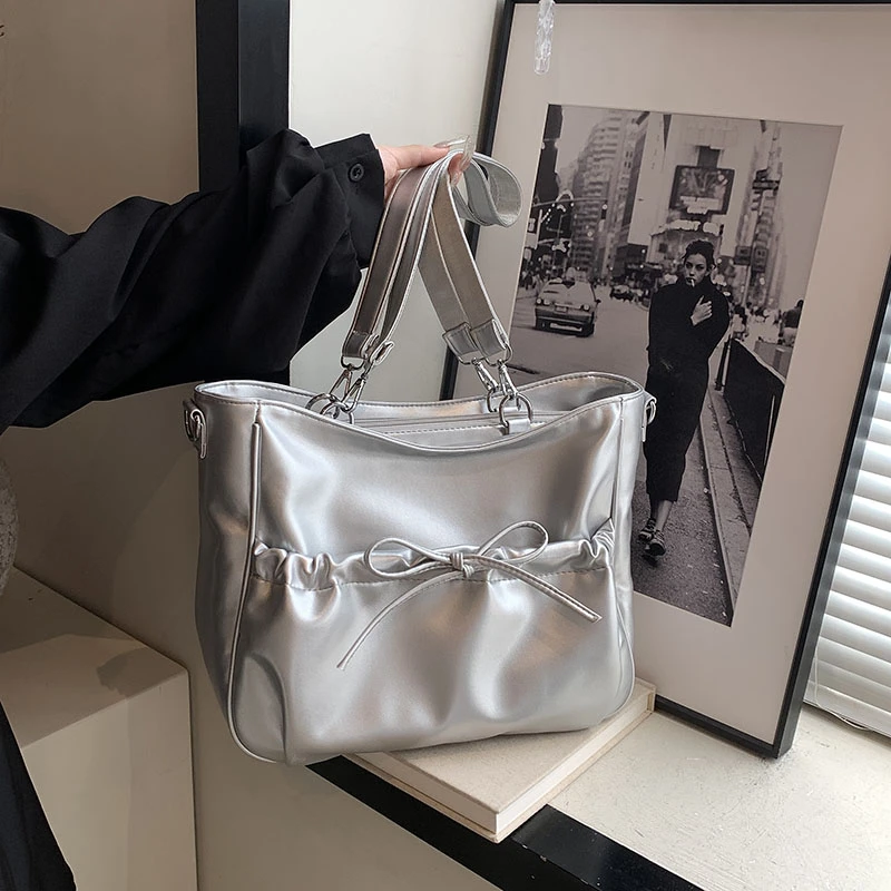 百搭简约大容量托特大包包韩版褶皱单肩包夏季休闲时尚单肩斜挎包