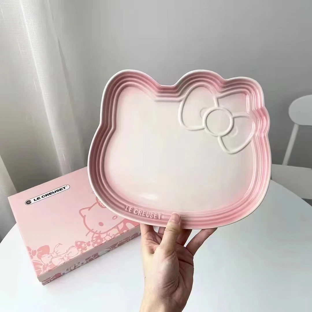 直播餐具渐变卡通Hellokitty联名款 kt盘咖啡杯小红书同款粉色