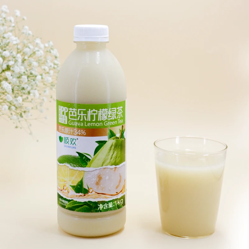 顺欢HPP芭乐柠檬绿茶大瓶1L大瓶34%原汁鲜榨芭乐汁聚餐家庭装