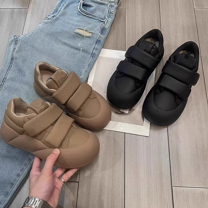 魔术贴厚底增高休闲鞋女2023秋季新款小众原创丑萌大头面包鞋板鞋