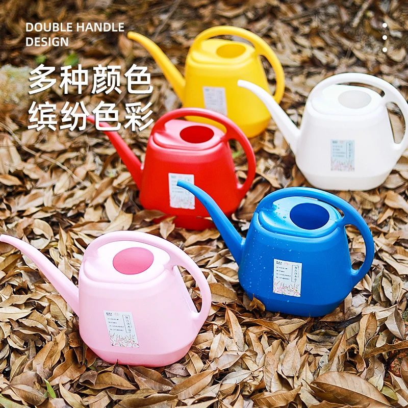 4L白色长嘴浇水壶家用小众塑料园艺工具洒水壶休闲绿植盆栽浇花